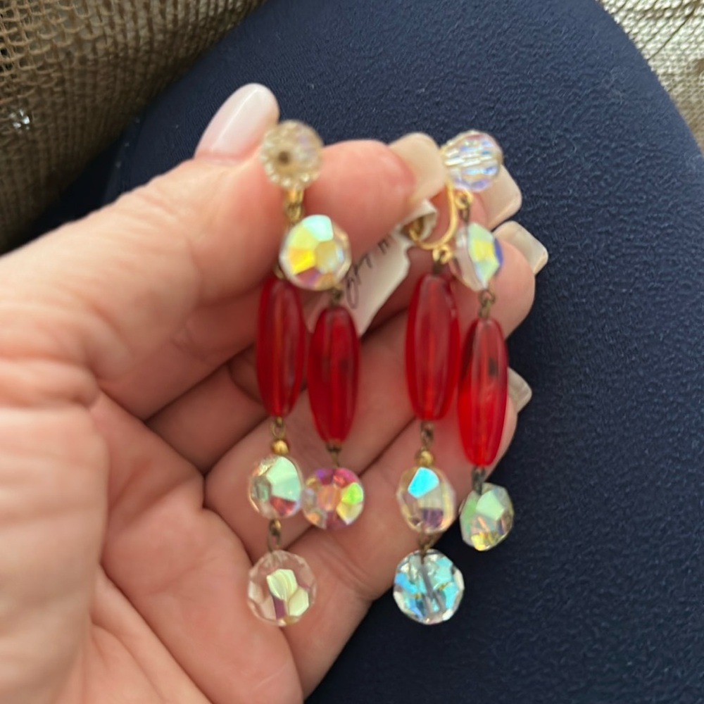 Vintage clip on back chandelier earrings
